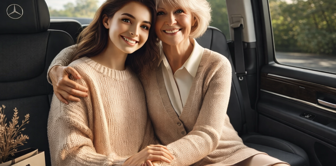 Mother and Daughter in taxi